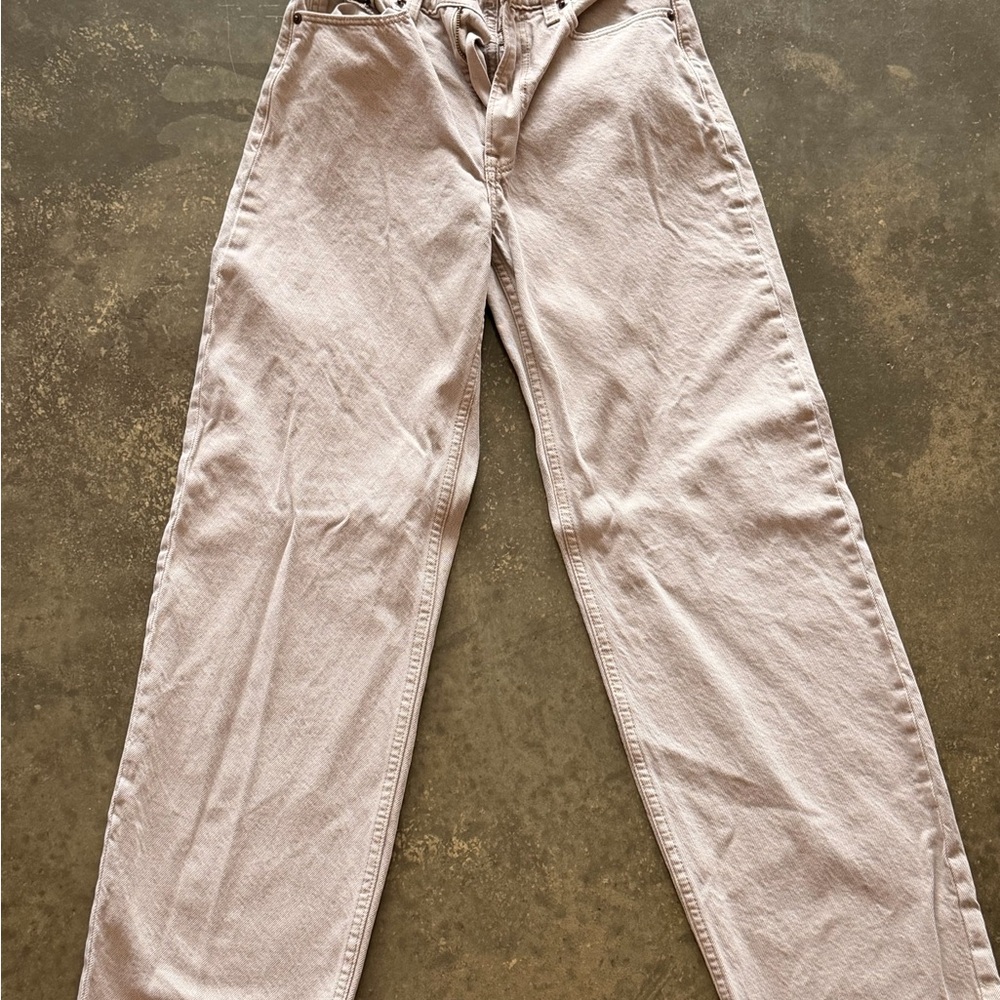 Abercrombie & Fitch High Rise Taper Jeans in Tan